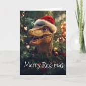 Kerstmis Tyrannosaurus dinosaurus Kaart (Voorkant)