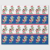 Kerstmis TySantaSaurus Rex Cadeaupapier (Vlak)