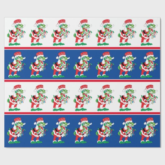 Kerstmis TySantaSaurus Rex Cadeaupapier (Vlak)