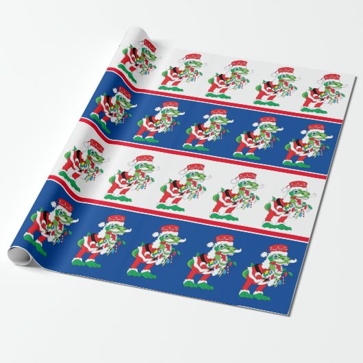 Kerstmis TySantaSaurus Rex Cadeaupapier (Uitgerold)