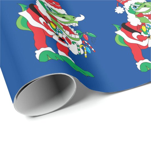 Kerstmis TySantaSaurus Rex Cadeaupapier (Rol Hoek)