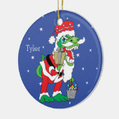 Kerstmis TySantasaurus Rex Ornament Personaliseer (Links)