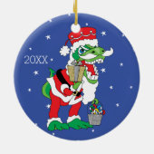 Kerstmis TySantasaurus Rex Ornament Personaliseer (Achterkant)