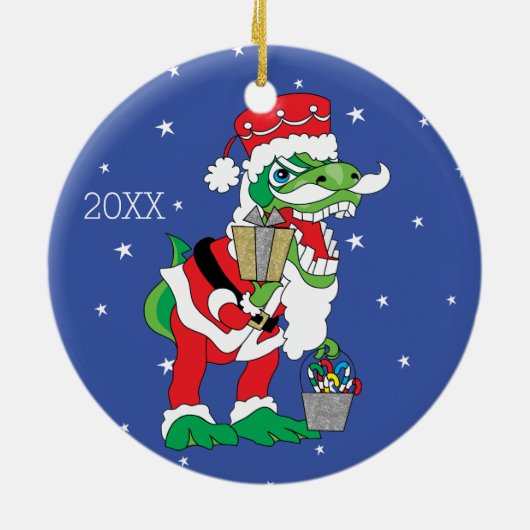 Kerstmis TySantasaurus Rex Ornament Personaliseren (Achterkant)