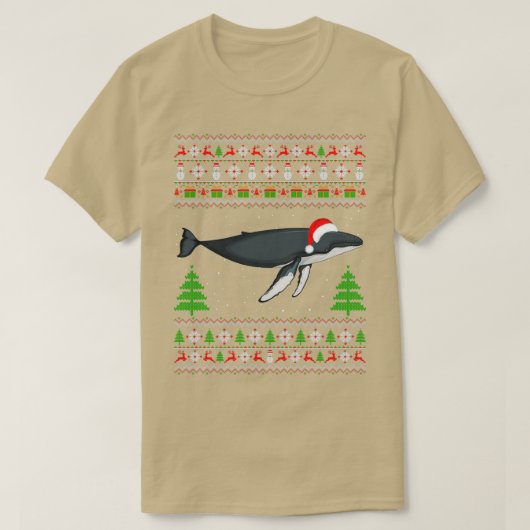 Kerstmis Ugly Shirt Santa Hat Funny Whale L. (Design voorkant)
