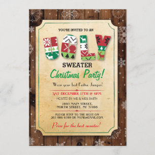 Kerstmis Ugly Sweater Jumper Party Dinner Invite Kaart