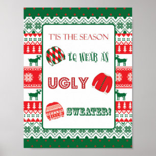 Kerstmis - Ugly Sweater - Tacky - Sign Poster