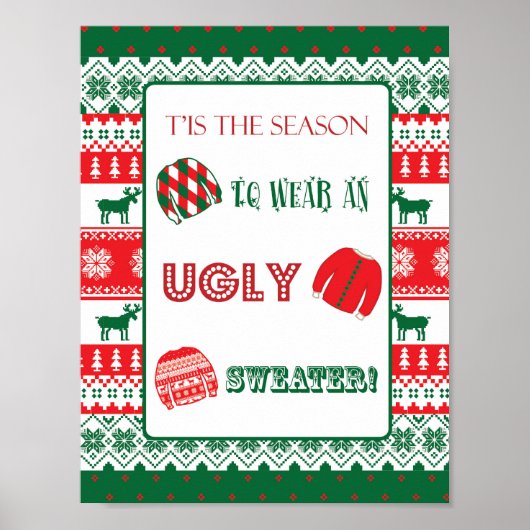 Kerstmis - Ugly Sweater - Tacky - Sign Poster (Voorkant)