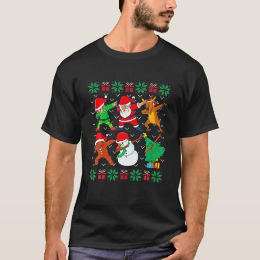 Kerstmis, Ugly Xmas Sweater Santa Dab Squa T-shirt (Voorkant)