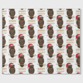 Kerstmis Uil Patroon Cadeaupapier (Vlak)