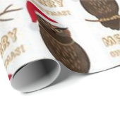 Kerstmis Uil Patroon Cadeaupapier (Rol Hoek)
