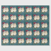Kerstmis Uil Vintage Patroon Cadeaupapier (Vlak)
