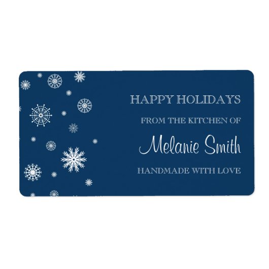Kerstmis Uit de Keuken van Etiketten Blauwe Sneeuw (Voorkant)