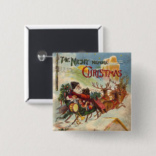 Kerstmis uit grootmoeders tijd, De Nacht Voor Kers Vierkante Button 5,1 Cm