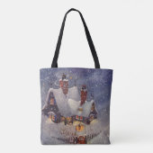 Kerstmis uit grootmoeders tijd, Kerstman Werkplaat Tote Bag (Achterkant)