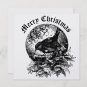 Kerstmis uit het Victoriaans tijdperk met vogel, h Feestdagenkaart (Voorkant / Achterkant)