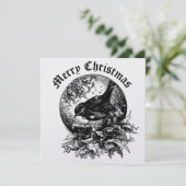 Kerstmis uit het Victoriaans tijdperk met vogel, h Feestdagenkaart (Staand voorkant)