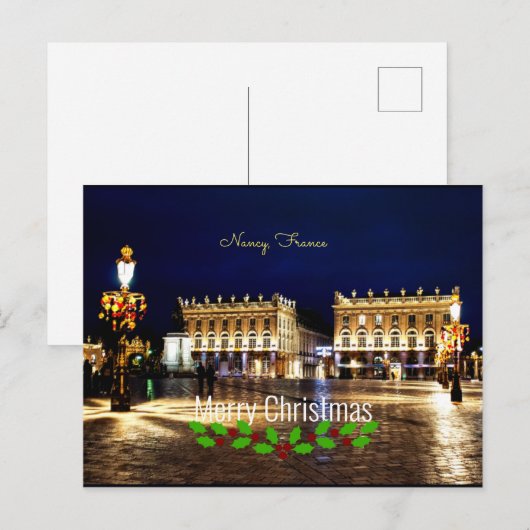 Kerstmis uit Nancy, Frankrijk Briefkaart (Voorkant / Achterkant)