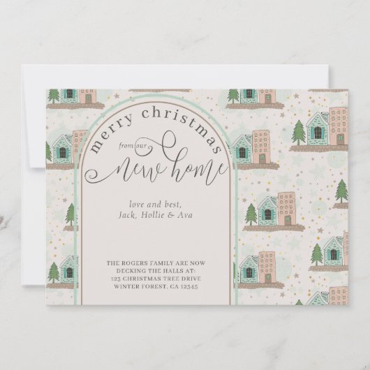 Kerstmis uit New House Village Apartement Moving Aankondiging (Voorkant)
