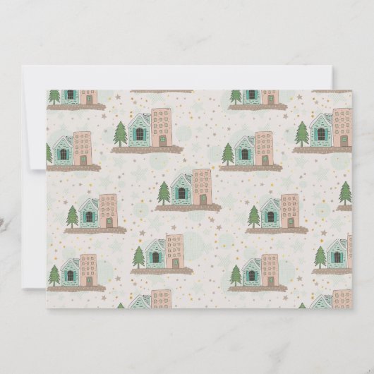 Kerstmis uit New House Village Apartement Moving Aankondiging (Achterkant)