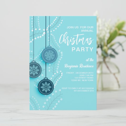 Kerstmis uitnodigen Party kaart met QR Code (Staand voorkant)