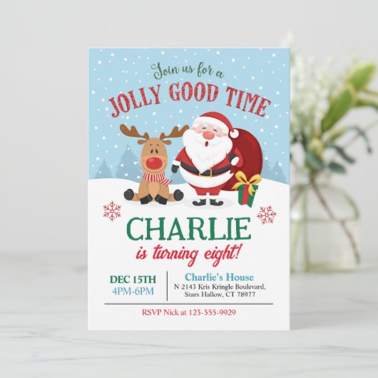 Kerstmis uitnodiging Kind (Staand voorkant)