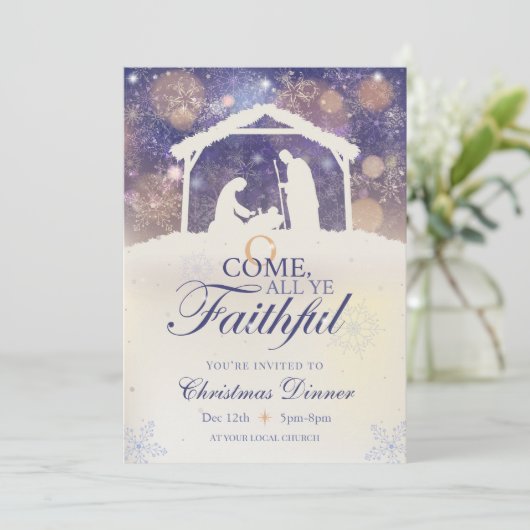 Kerstmis Uitnodiging Religieus (Staand voorkant)