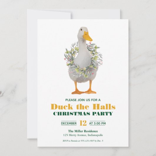 Kerstmis, uitnodiging van de Halls Party (Voorkant)