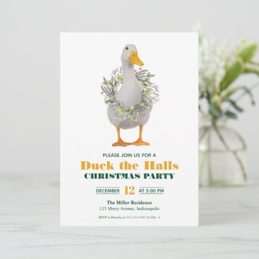 Kerstmis, uitnodiging van de Halls Party (Staand voorkant)