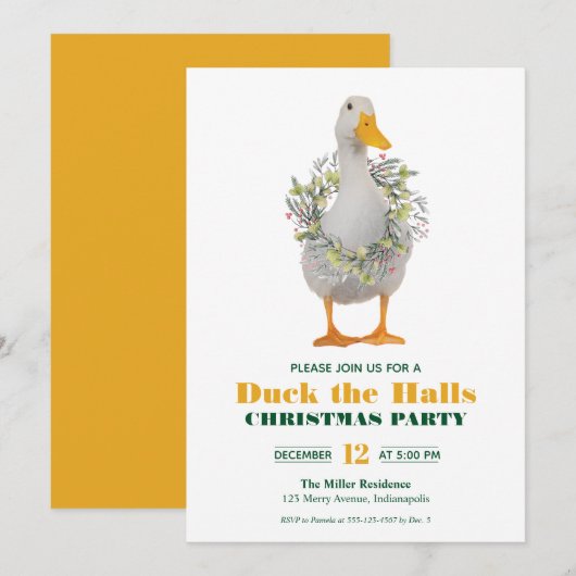 Kerstmis, uitnodiging van de Halls Party (Voorkant / Achterkant)