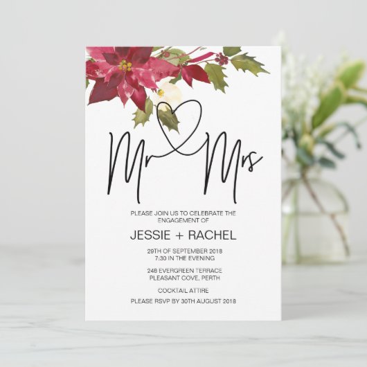 Kerstmis, uitnodiging van de heer Engagement Party (Staand voorkant)