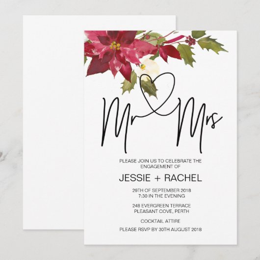 Kerstmis, uitnodiging van de heer Engagement Party (Voorkant / Achterkant)