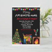 Kerstmis uitnodiging voor vrienden! Leuk, Schattig (Staand voorkant)