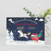 Kerstmis Unicorn Drive Thru Birthday Uitnodiging (Staand voorkant)