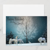 Kerstmis Unicorn Fantasy Holiday Winter Scene Feestdagenkaart (Voorkant / Achterkant)