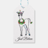 Kerstmis Unicorn, geloof gewoon Cadeaulabel (Voorkant)