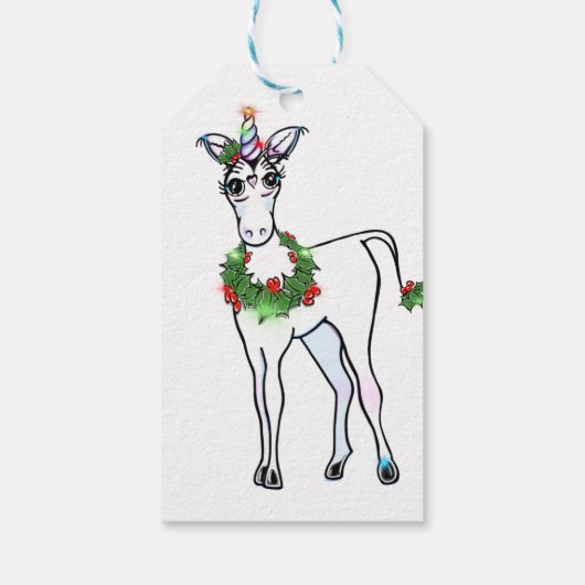 Kerstmis Unicorn, geloof gewoon Cadeaulabel (Achterkant)
