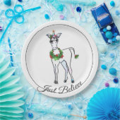 Kerstmis Unicorn, geloof gewoon Papieren Bordje (Feest)