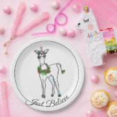 Kerstmis Unicorn, geloof gewoon Papieren Bordje (Feest)