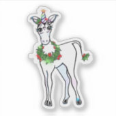 Kerstmis Unicorn, geloof gewoon Sticker (Voorkant)