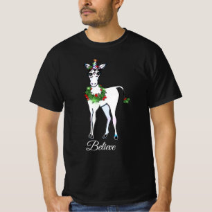 Kerstmis Unicorn, geloof me T-shirt