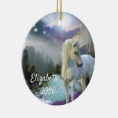 Kerstmis Unicorn Magical Fantasy Personated Keramisch Ornament (Rechts)