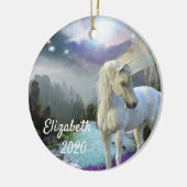 Kerstmis Unicorn Magical Fantasy Personated Keramisch Ornament (Links)