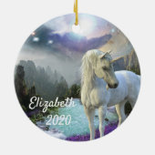 Kerstmis Unicorn Magical Fantasy Personated Keramisch Ornament (Achterkant)