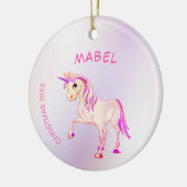 Kerstmis Unicorn Pink Glitter Girly Keramisch Ornament (Links)