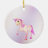 Kerstmis Unicorn Pink Glitter Girly Keramisch Ornament (Achterkant)