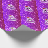 Kerstmis Unicorn Poop Emoji Glow Cadeaupapier (Hoek)