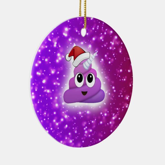Kerstmis Unicorn Poop Emoji Glow Keramisch Ornament (Rechts)