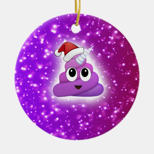 Kerstmis Unicorn Poop Emoji Glow Keramisch Ornament (Voorkant)