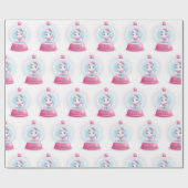 Kerstmis - Unicorn Snow Wereldbol Cute Wrapping Cadeaupapier (Vlak)